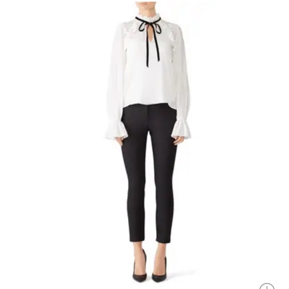 S MONIQUE LILLIER Victorian BLOUSE TIE FRONT SHIRT